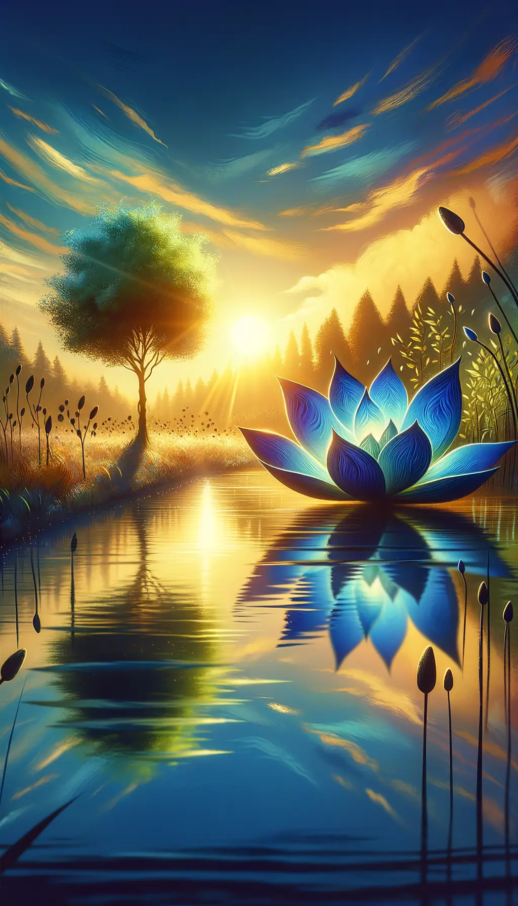 Tranquil Reverie: Resilient Growth in Sunset's Embrace