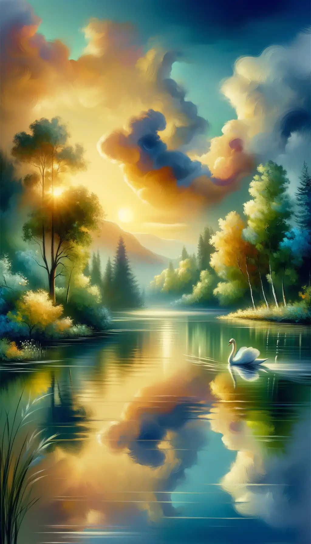 Whispers of the Golden Swan: Emotions Flowing Through Dusk