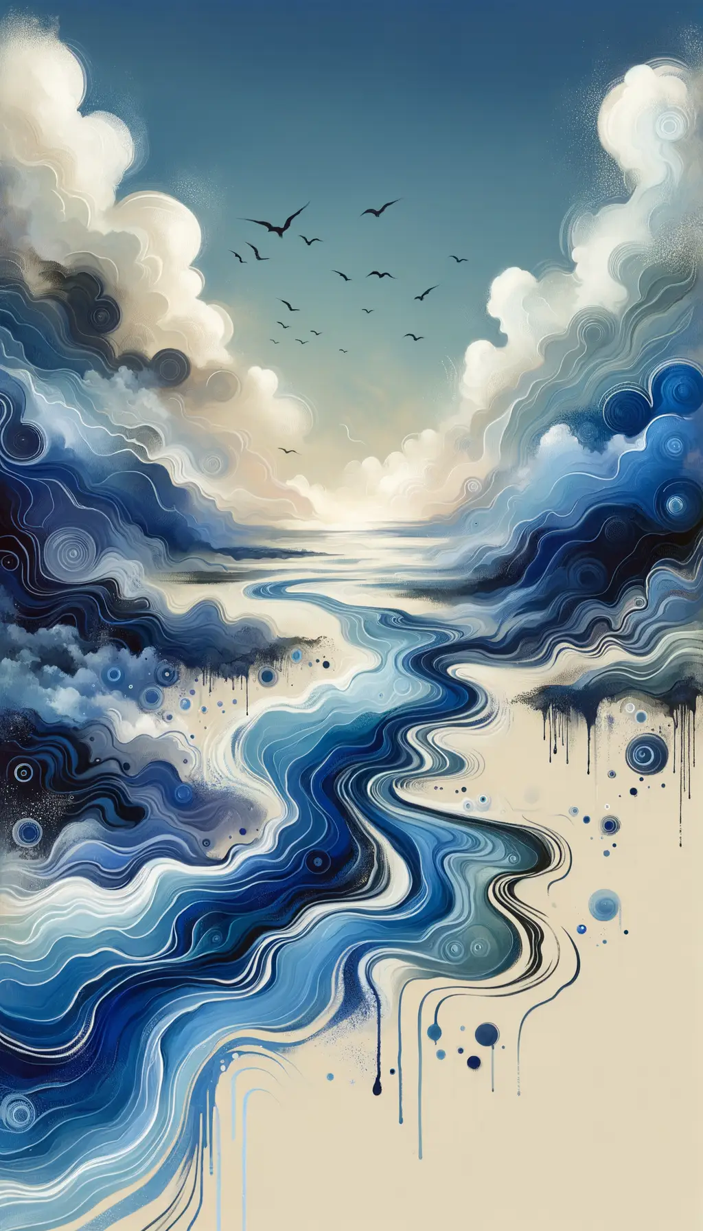 Whispers of Indigo Tranquility: Flowing Serenity Beneath a Gentle Breeze