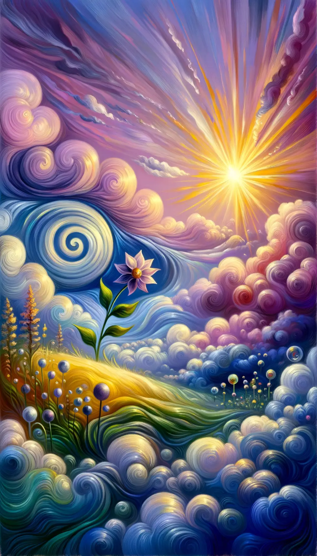 Serenade of Growth: The Flourishing spiral under the Lavender Sky