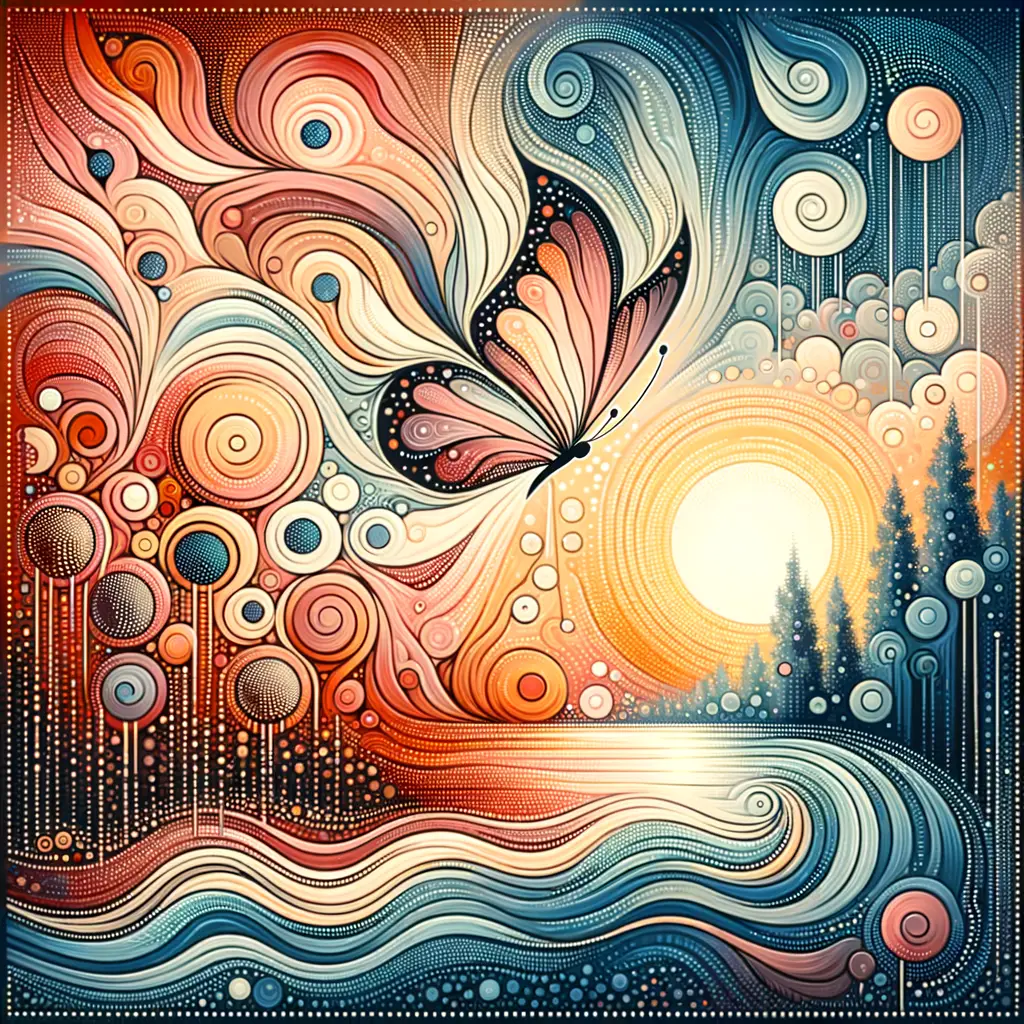 Whispers of the Sunset Symphony: Butterfly's Dance in Rainfall