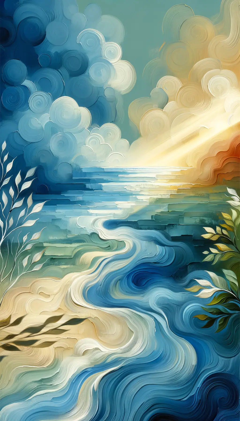 Rivers of Serenity: Sunlight's Embrace in Azure Emotions