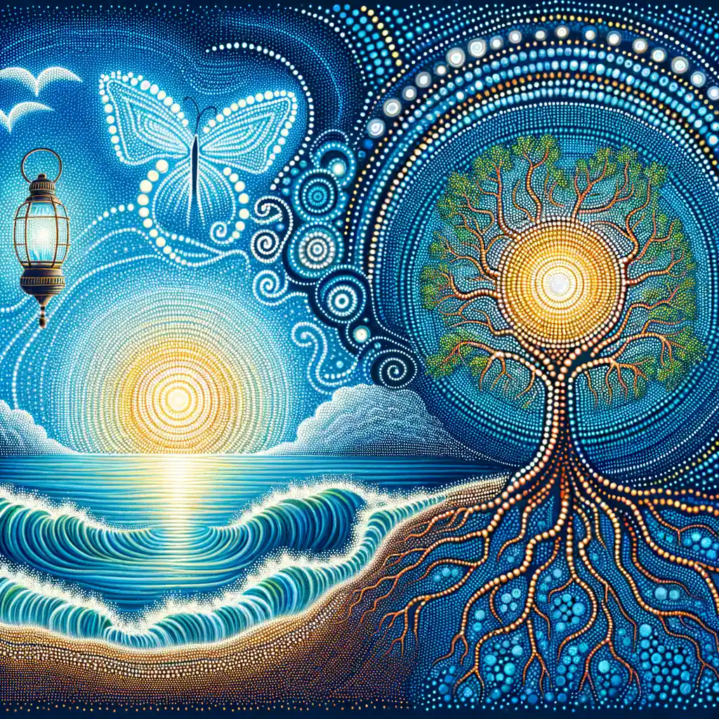 Whispers of Resilience: Ocean, Lantern, and Tree