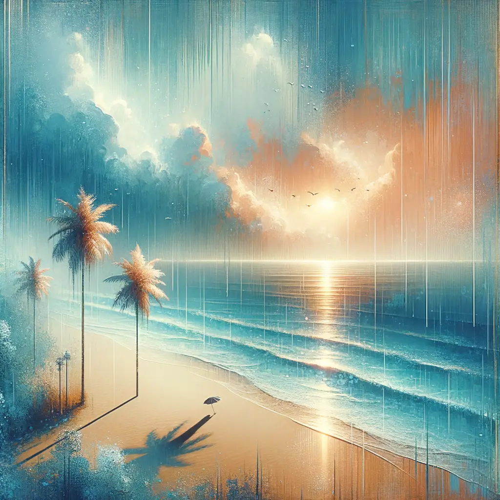 Aqua Reverie: Whispers of Healing in Rain-Kissed Sands