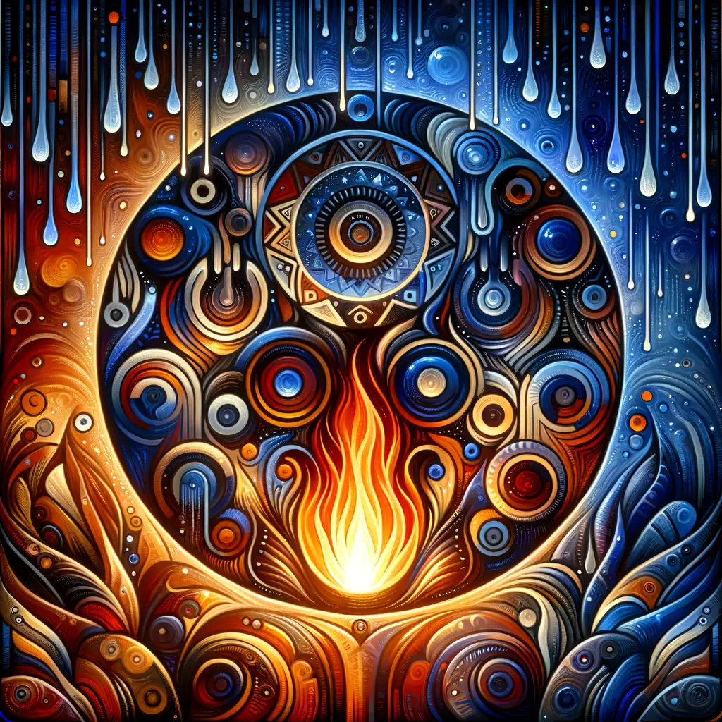 Embers of the Soul: A Raindrop's Whisper in the Blue Serenity