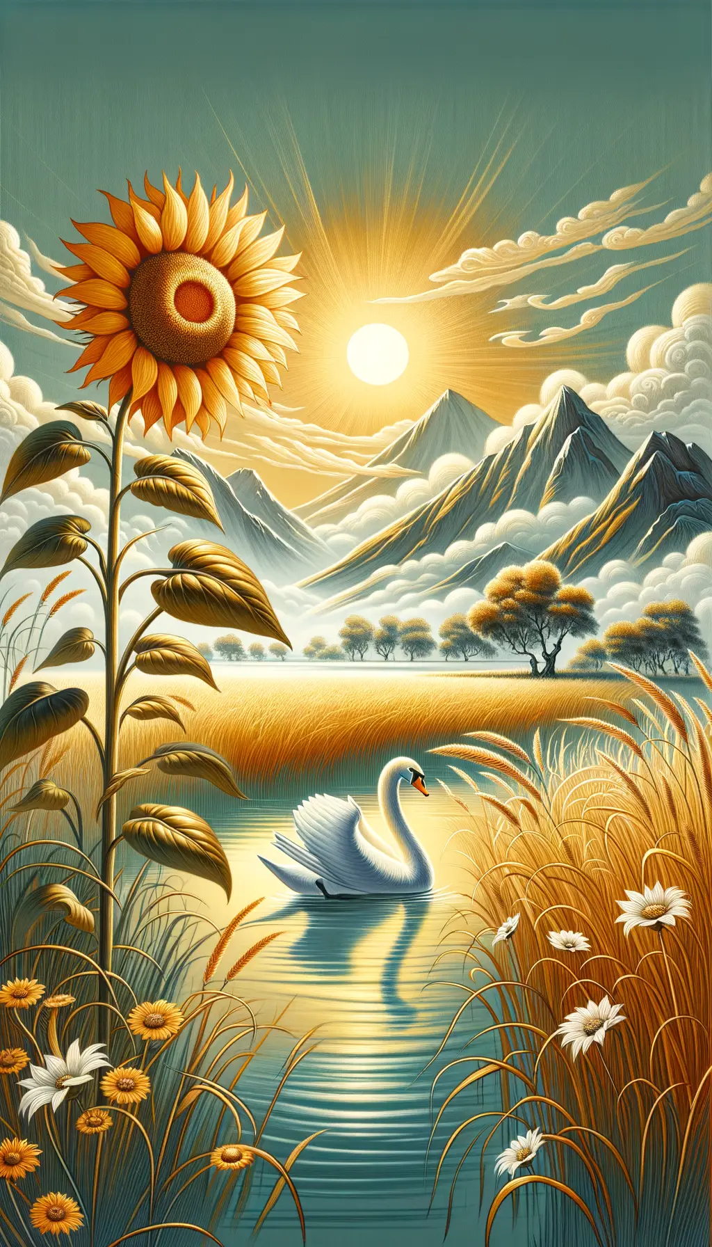 A Song of Resilience: Sunflower, Swan, and Meadow Symphony