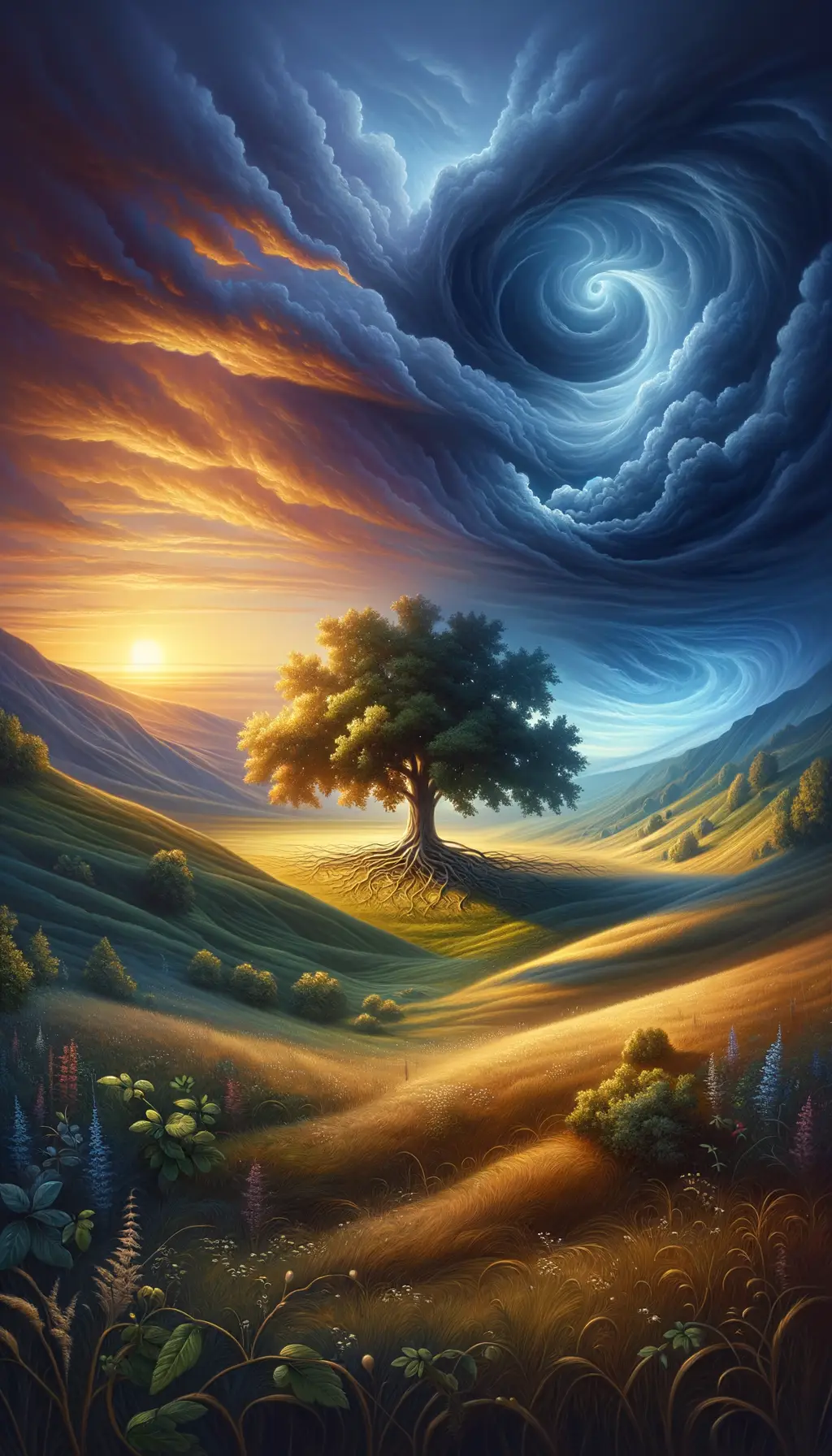 The Oak's Resilient Embrace: A Therapy of Hope and Growth