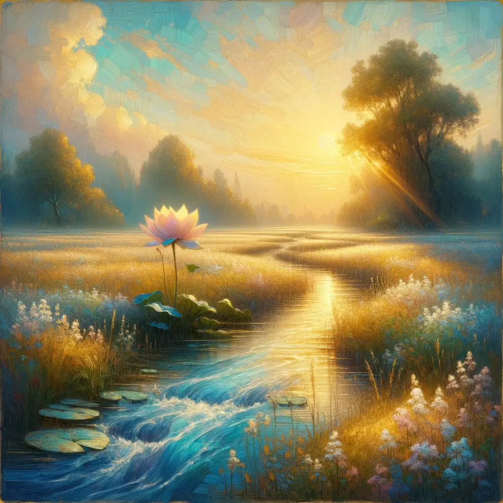 Lotus of Gilded Tranquility: A Symphony in Ethereal Hues