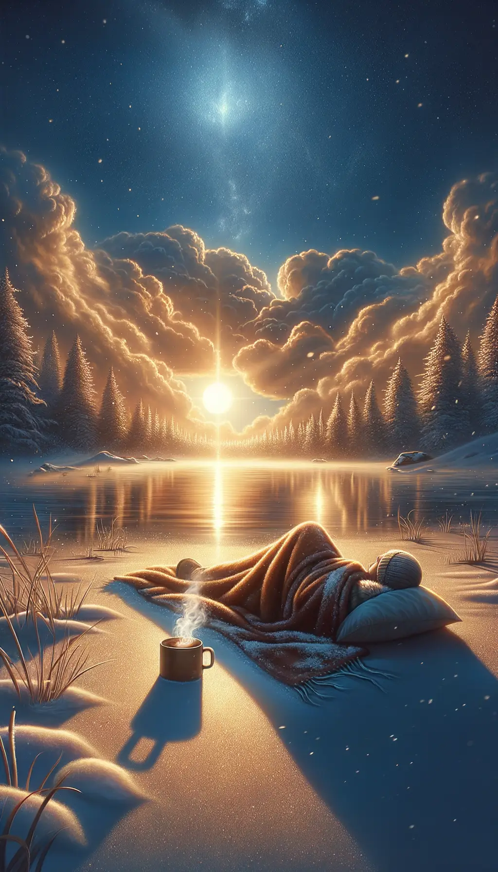 Serenity's Embrace: Solitude's Dance Amidst Anxious Waters