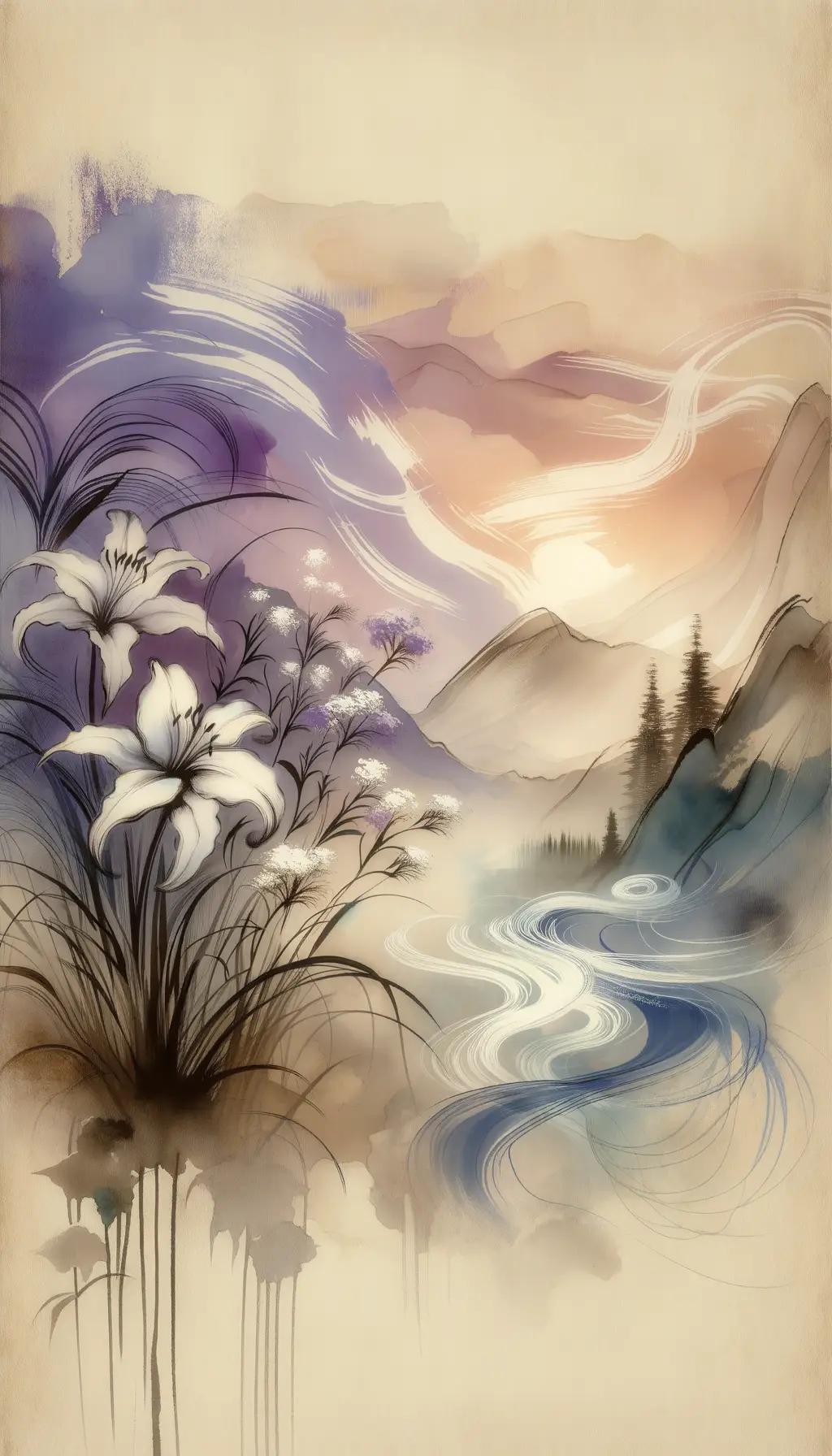 Whispers of the Lily River: Serenity in Soft Lavender