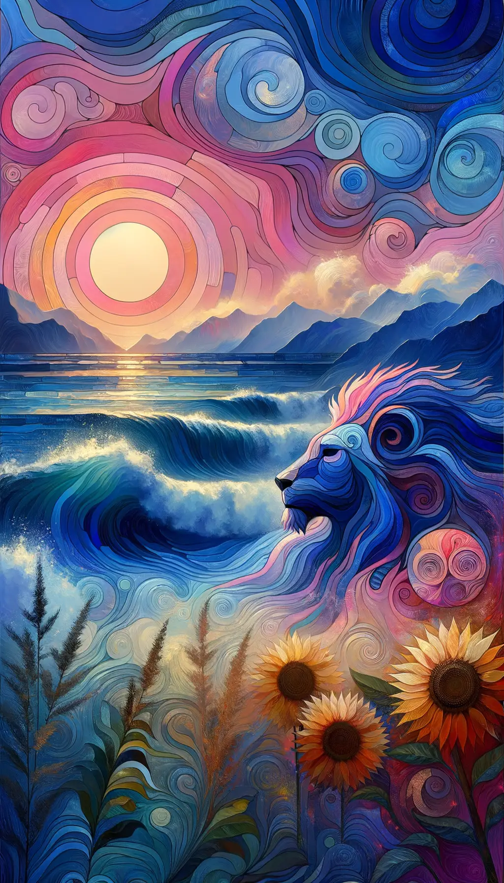 Whispers of Resilience: The Lion's Serenade Amidst Sunset Seas