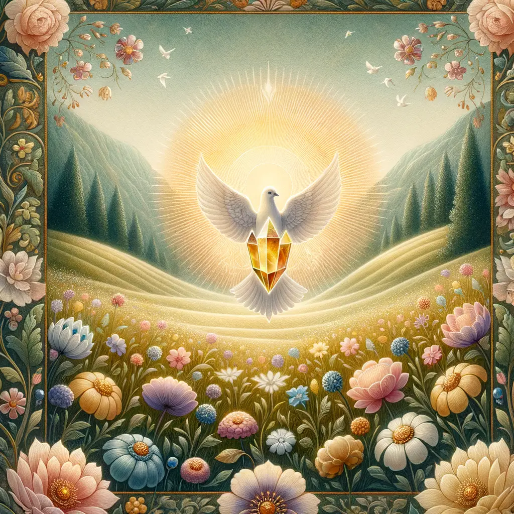 Whispers of Peace: A Dove's Embrace in the Meadow's Glow