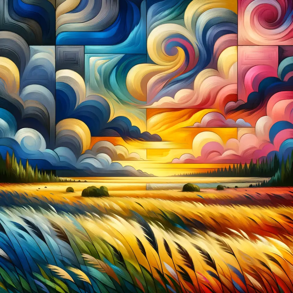 Whispers of Resilience: A Cubist Tapestry of Healing Meadows