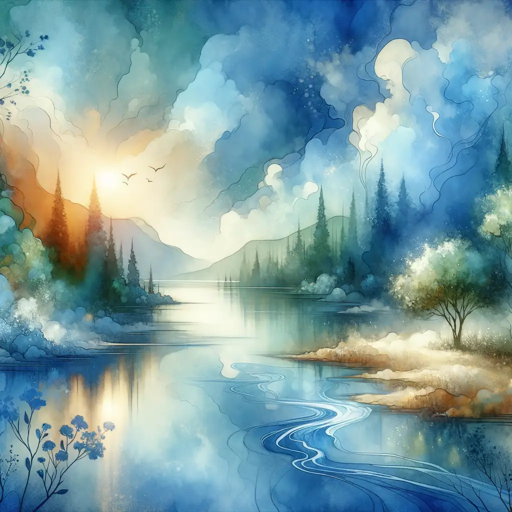 Whispers of the Flowing Mind: A Watercolor Symphony of Serenity