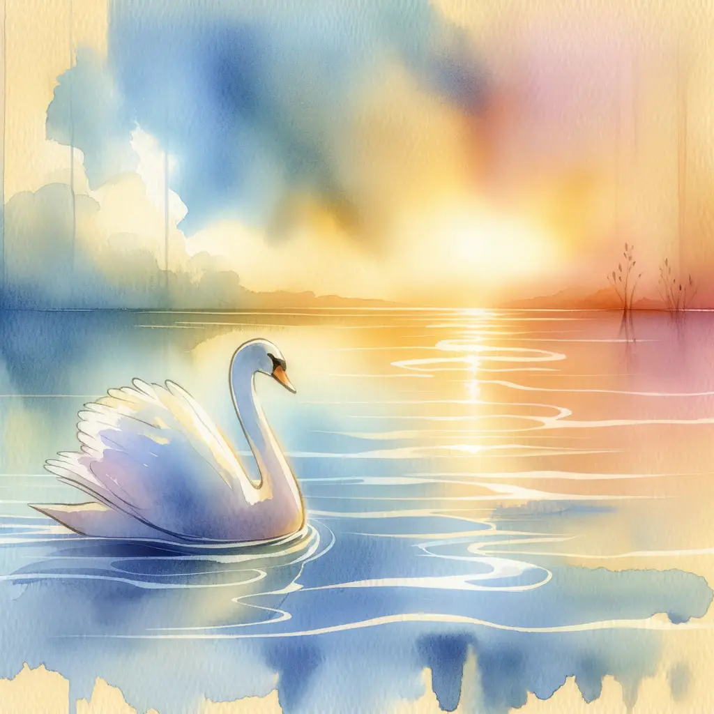 Silent Resilience: Swan's Sunset Serenity
