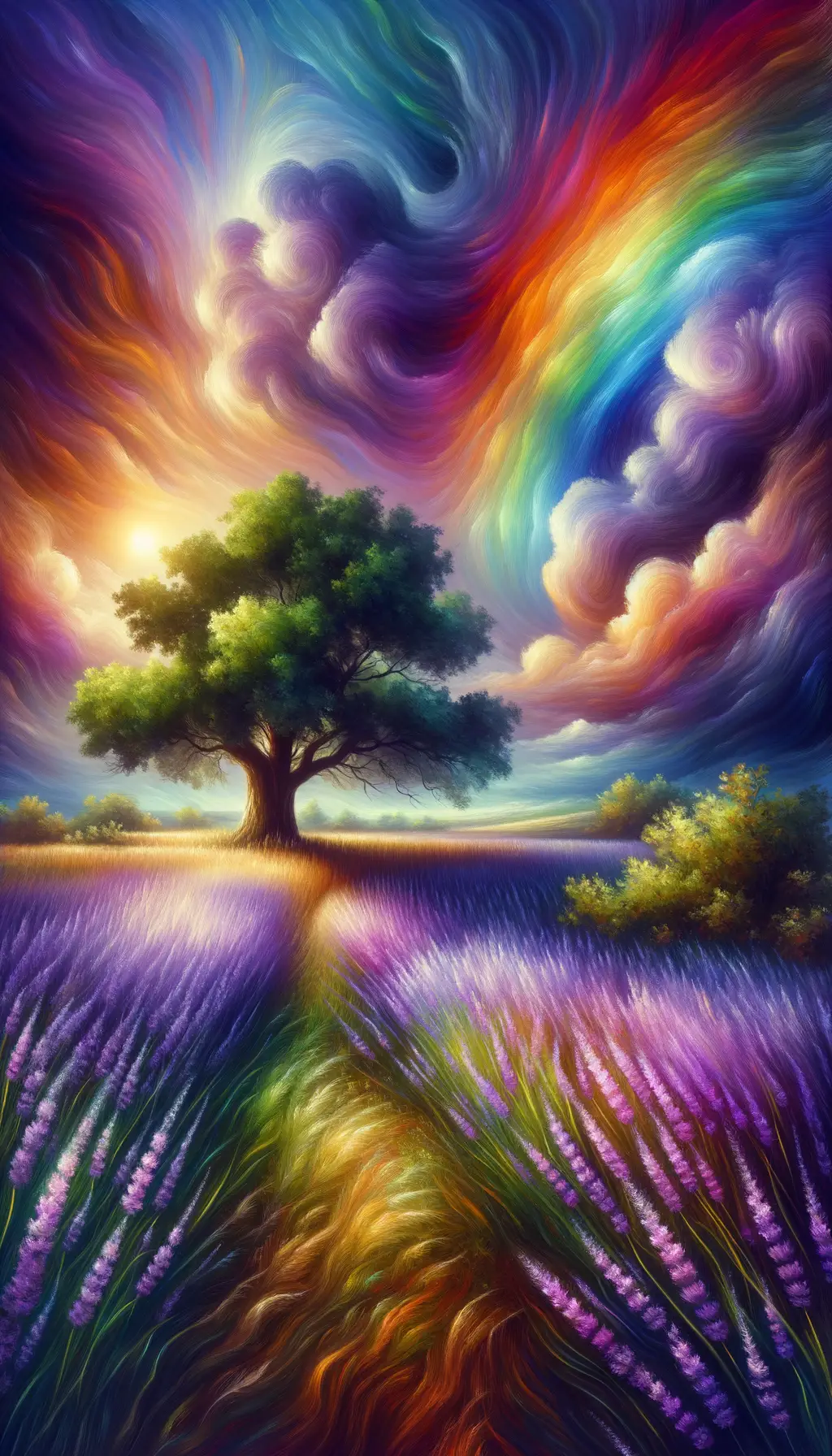 Whispers of Resilience: A Lavender Symphony Beneath the Oak