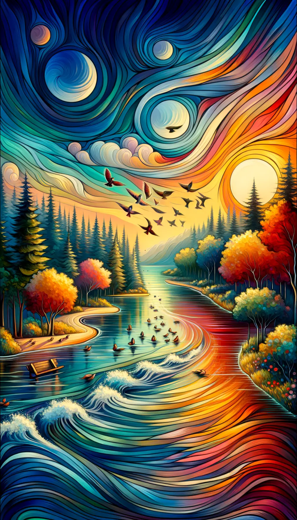 Sunset Symphony: Rivers of Resilience