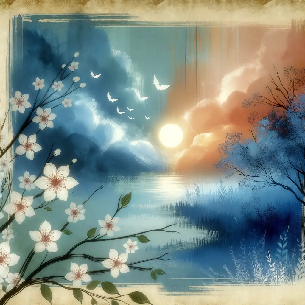 Tranquil Whispers: Blossoms of Serenity caress Anxiety's Ocean