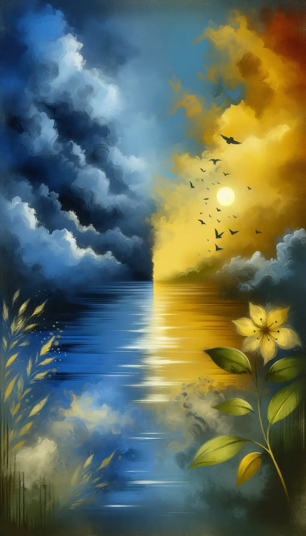 Whispers of Azure Rapture: Blossoming Shadows of Anxious Reverie