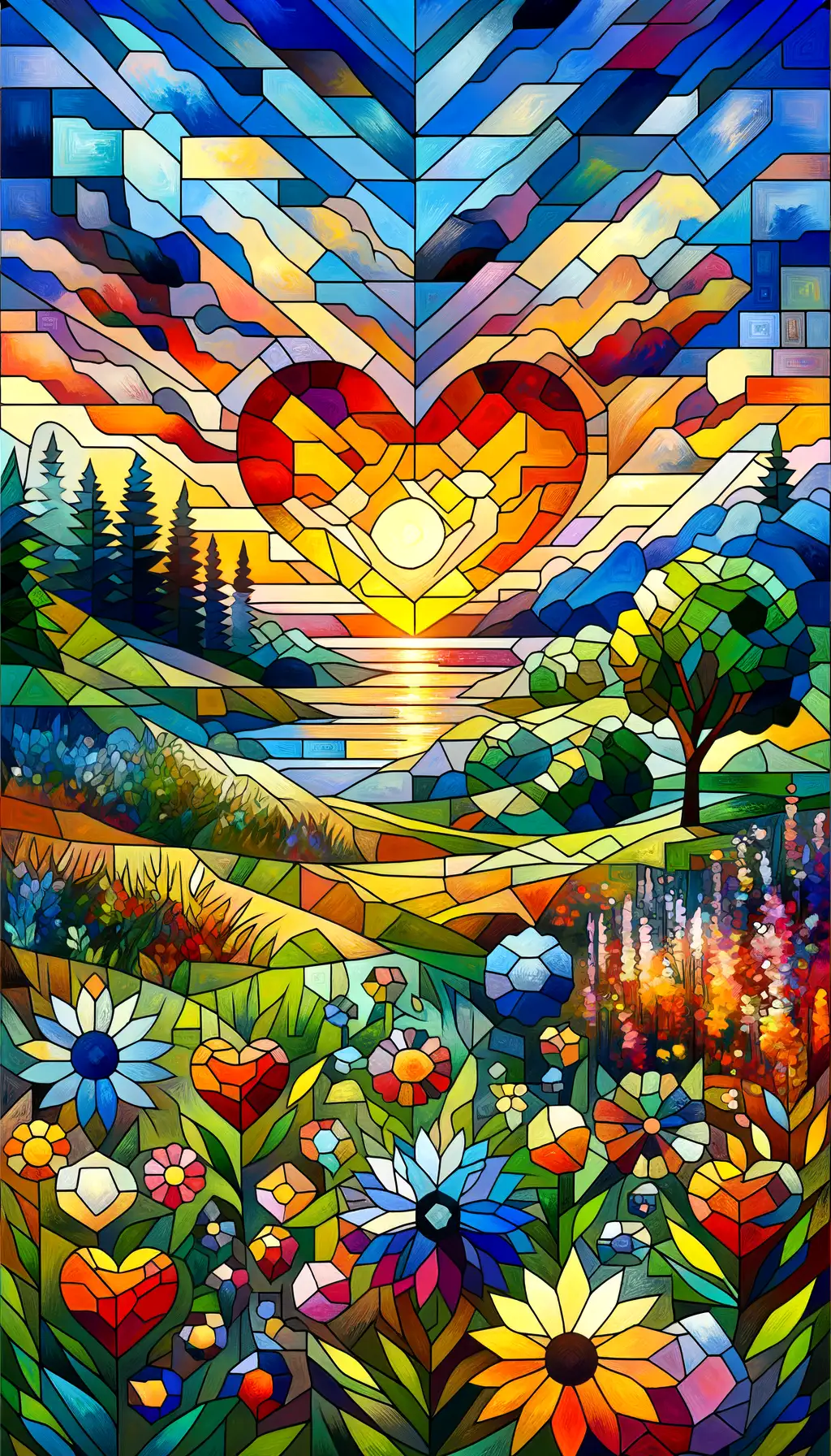 Harmony Blooms: The Cubist Garden of Renewal