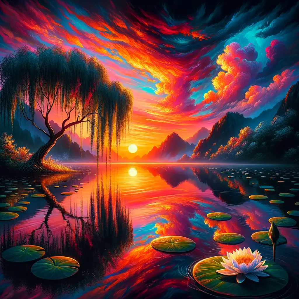 Twilight's Embrace: Healing Hope Blooms on Still Waters