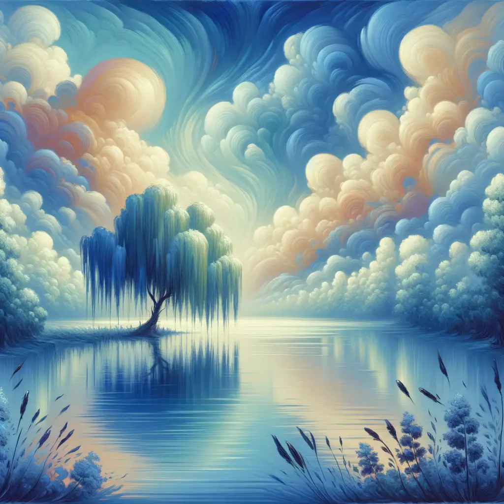 Whispers by the Azure Lake: Unseen Dreams of the Willow