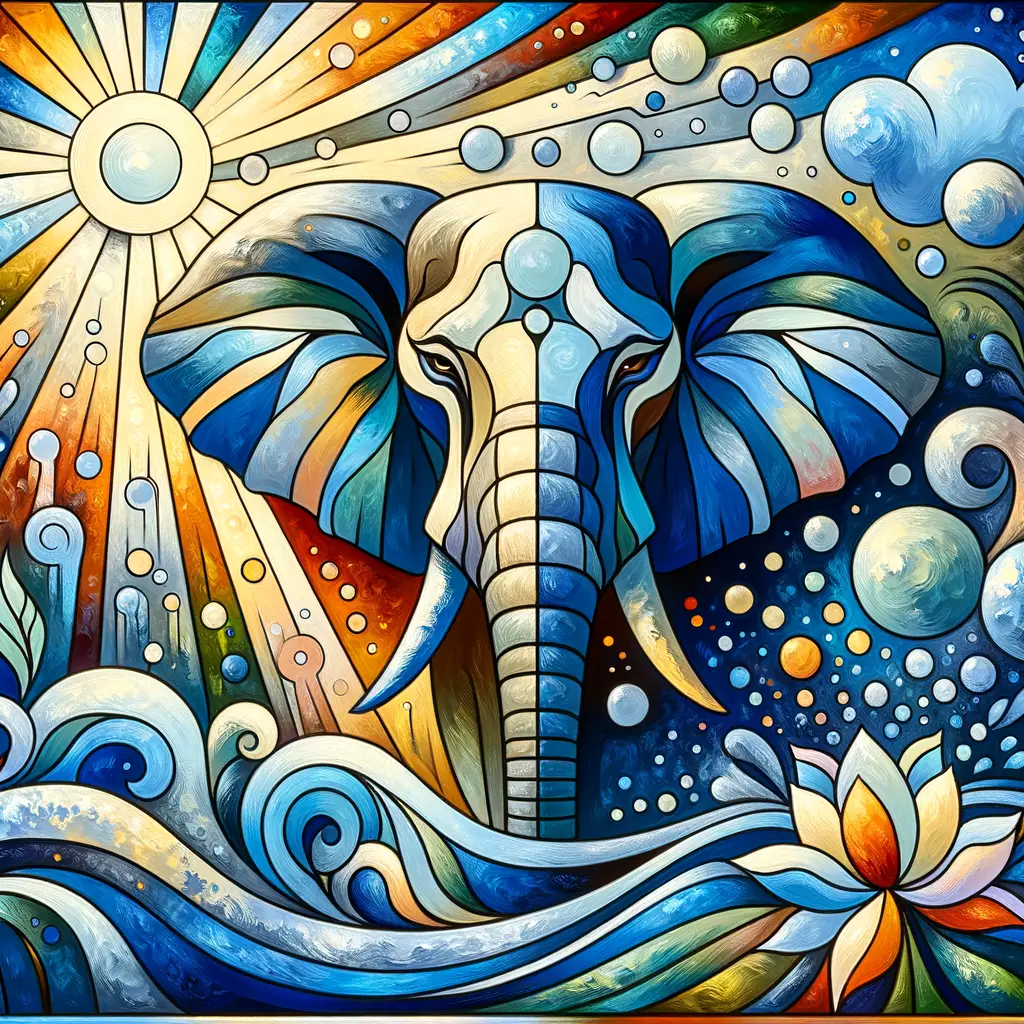 Serenity's Gentle Pachyderm: A Fauvist Embrace of Healing
