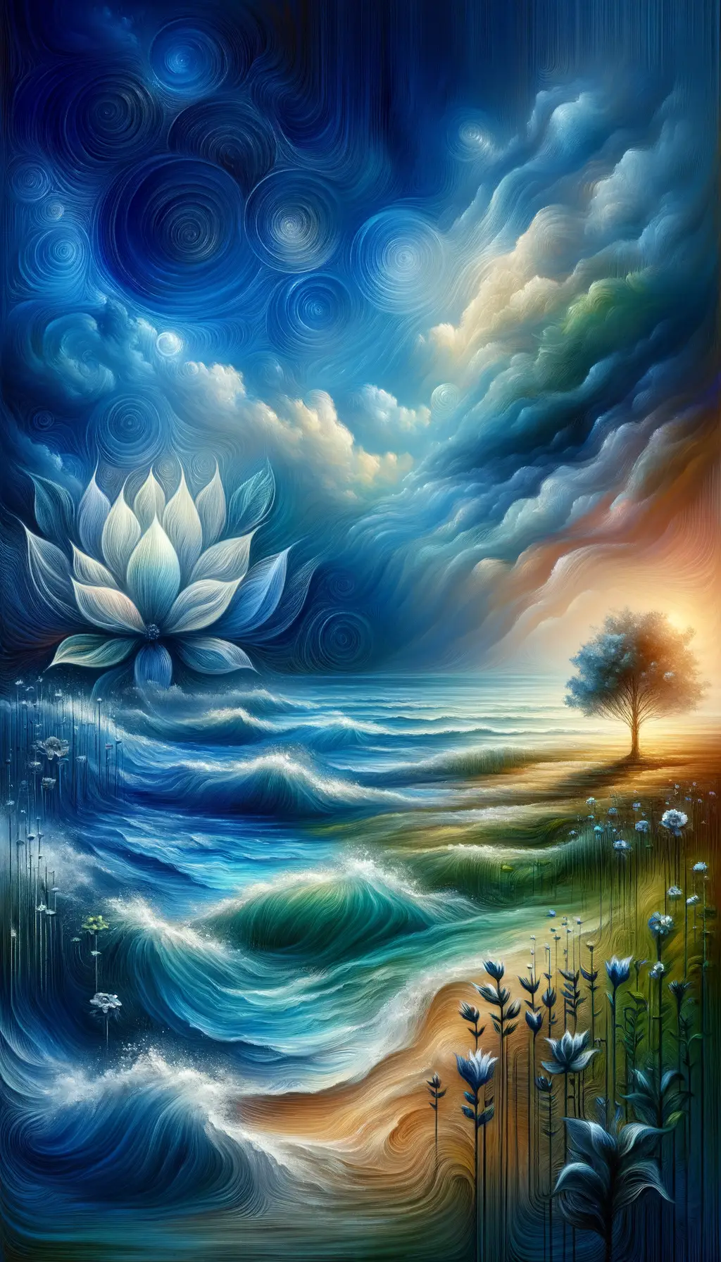 "Soul's Symphony: Blossoming Tranquility and Rooted Serenity"