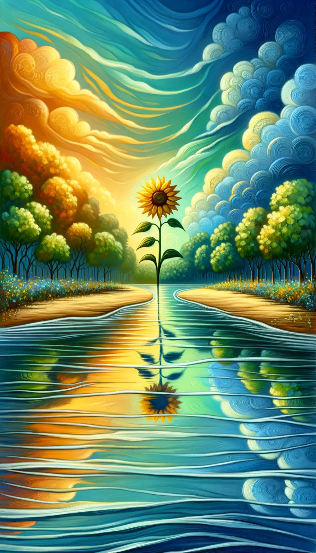 Whispers of Renewal: Serenity Flowing Through Sunflower Dreams