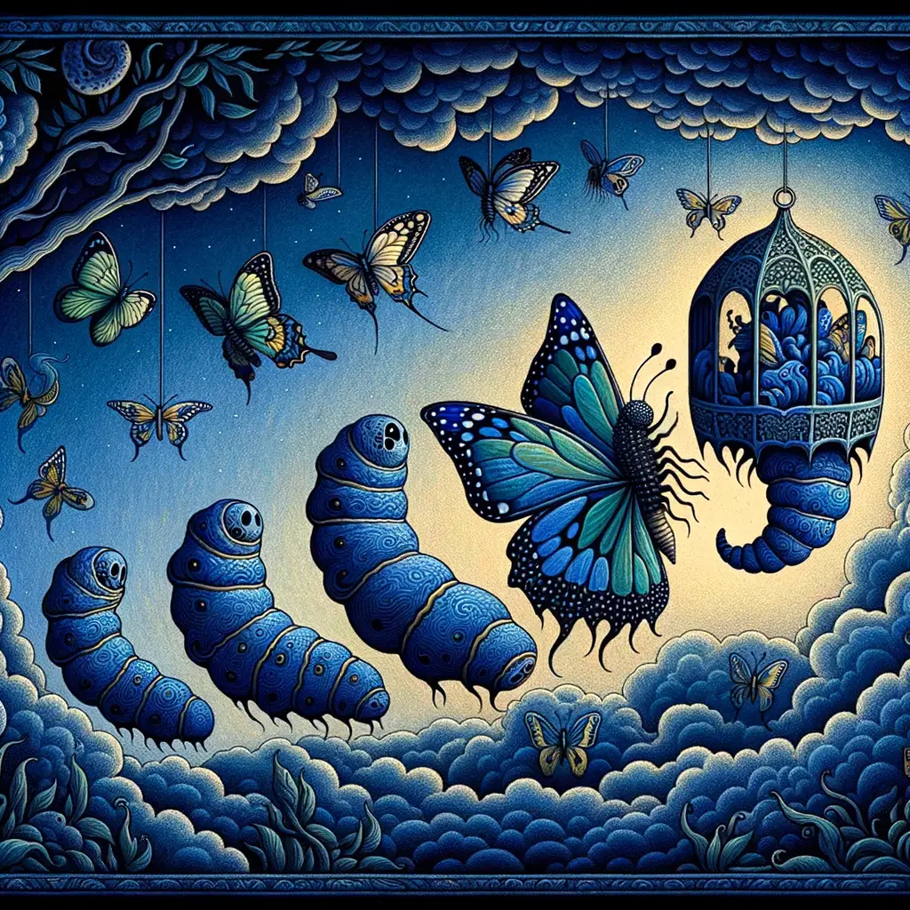 Blue Storms of Transformation: Emotions Woven in Royal Hues
