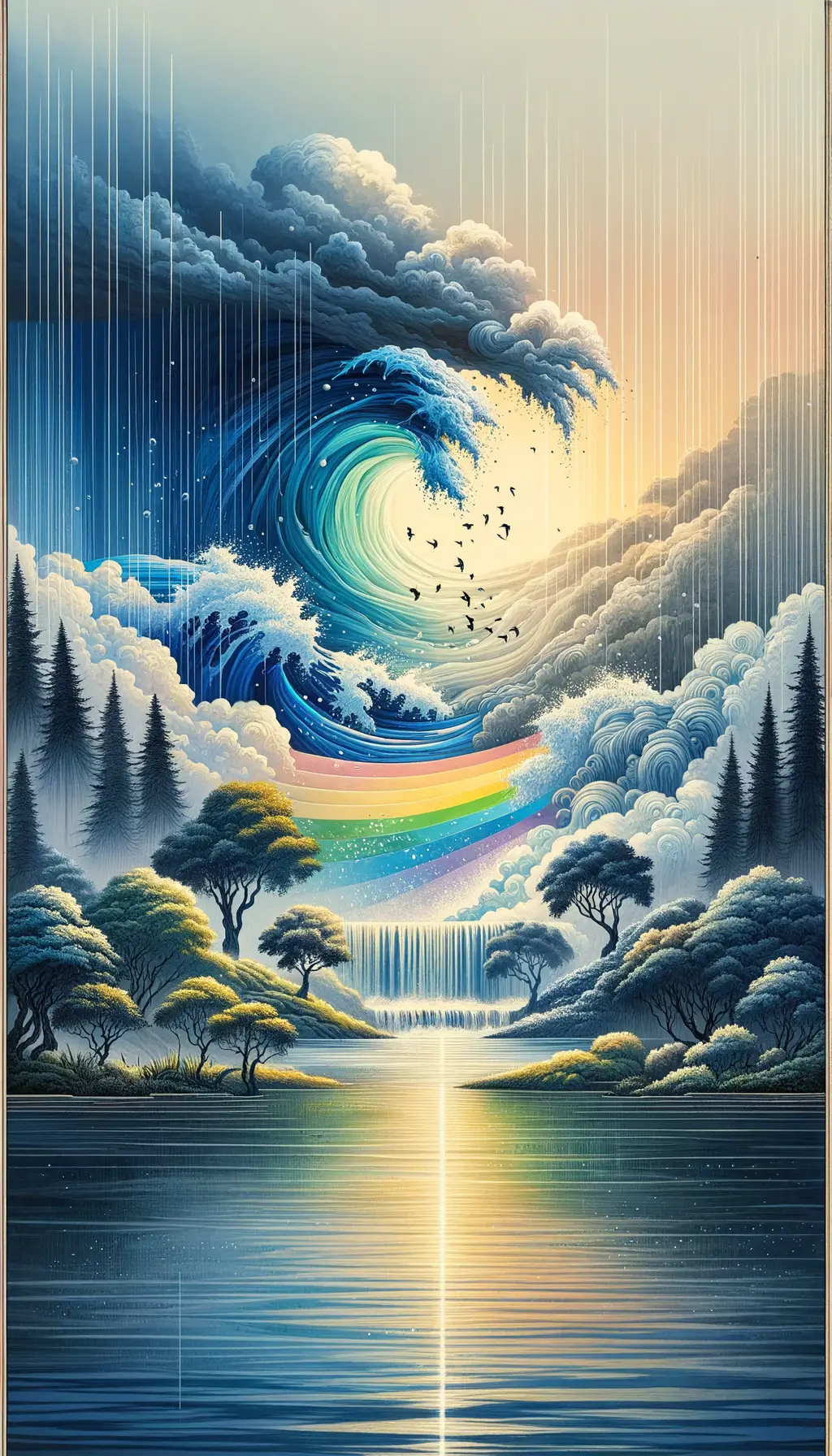 Whispers of Growth: A Forest's Reflection on Rainbow Seas