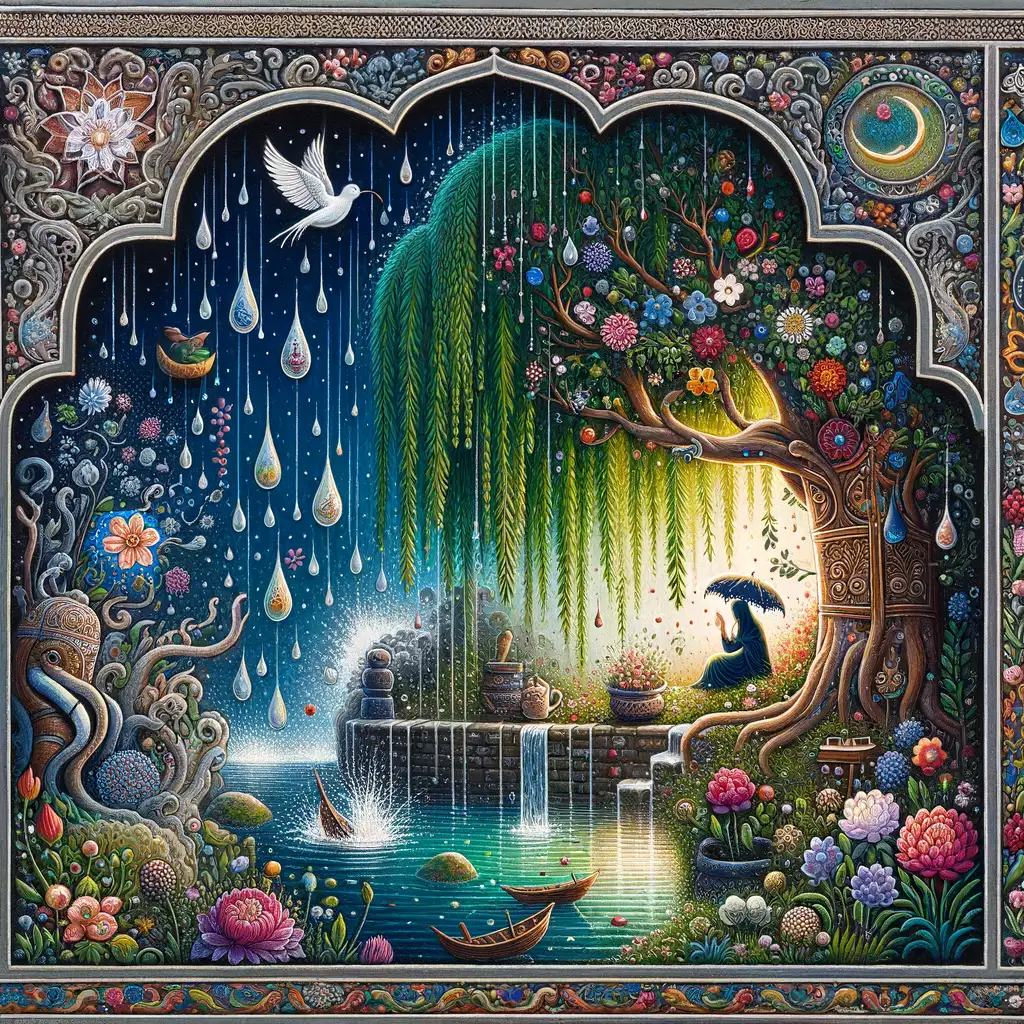 Whispers of Tranquility: Wings of Peace in a Raindrop Symphony