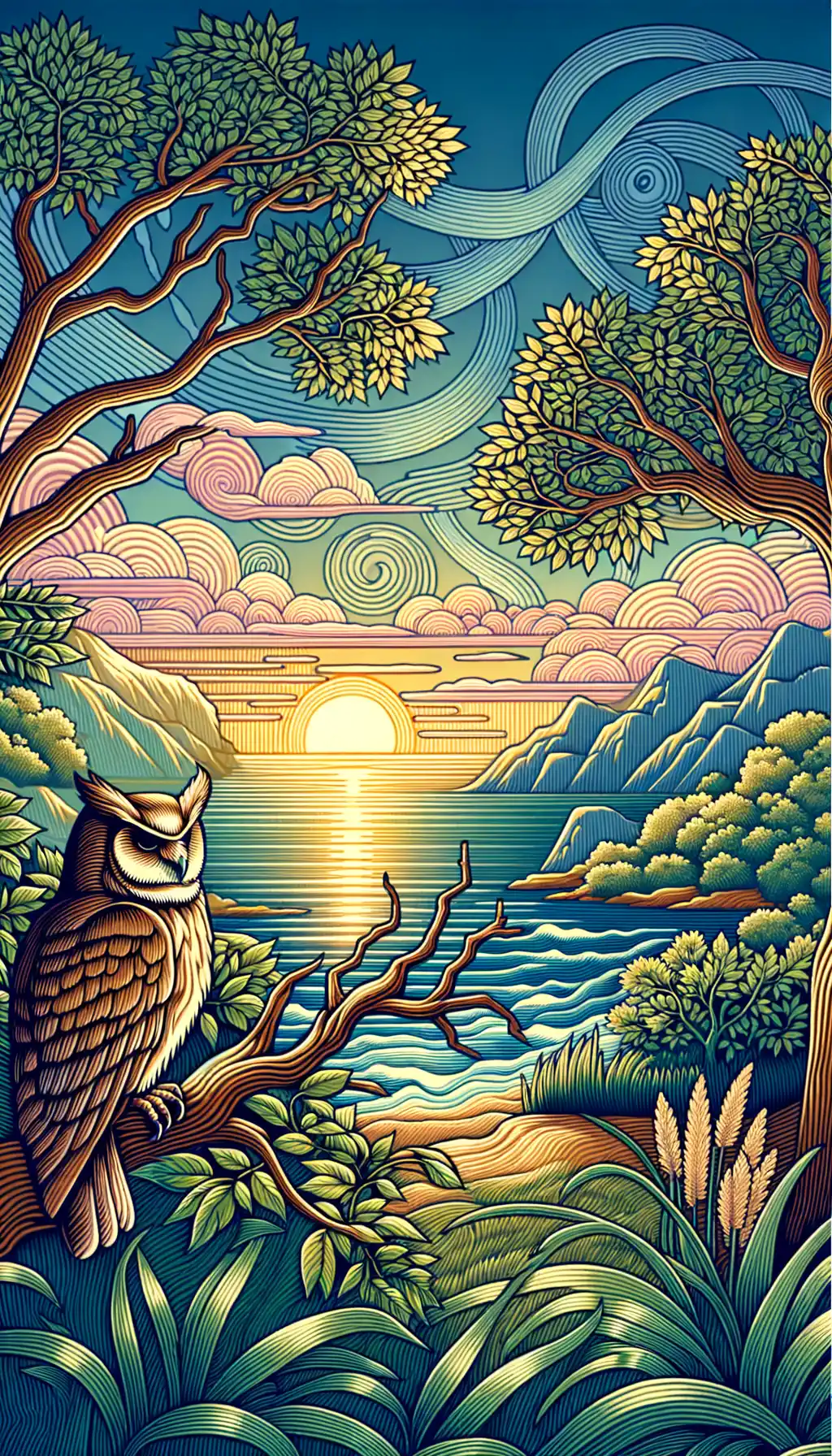 Whispers of Wisdom: Sunset Serenity in the Forest Glade