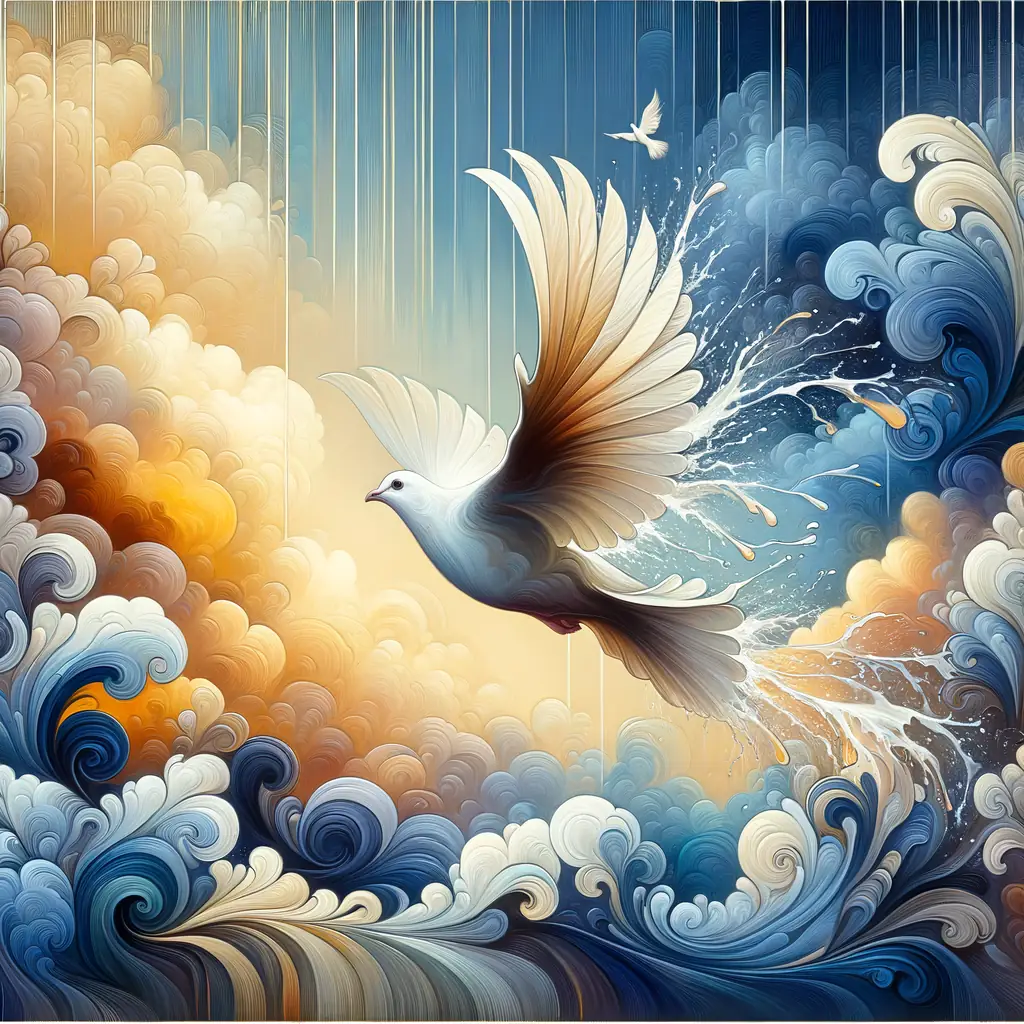 Solace In Flight: A Serene Symphony of Rain and Dove