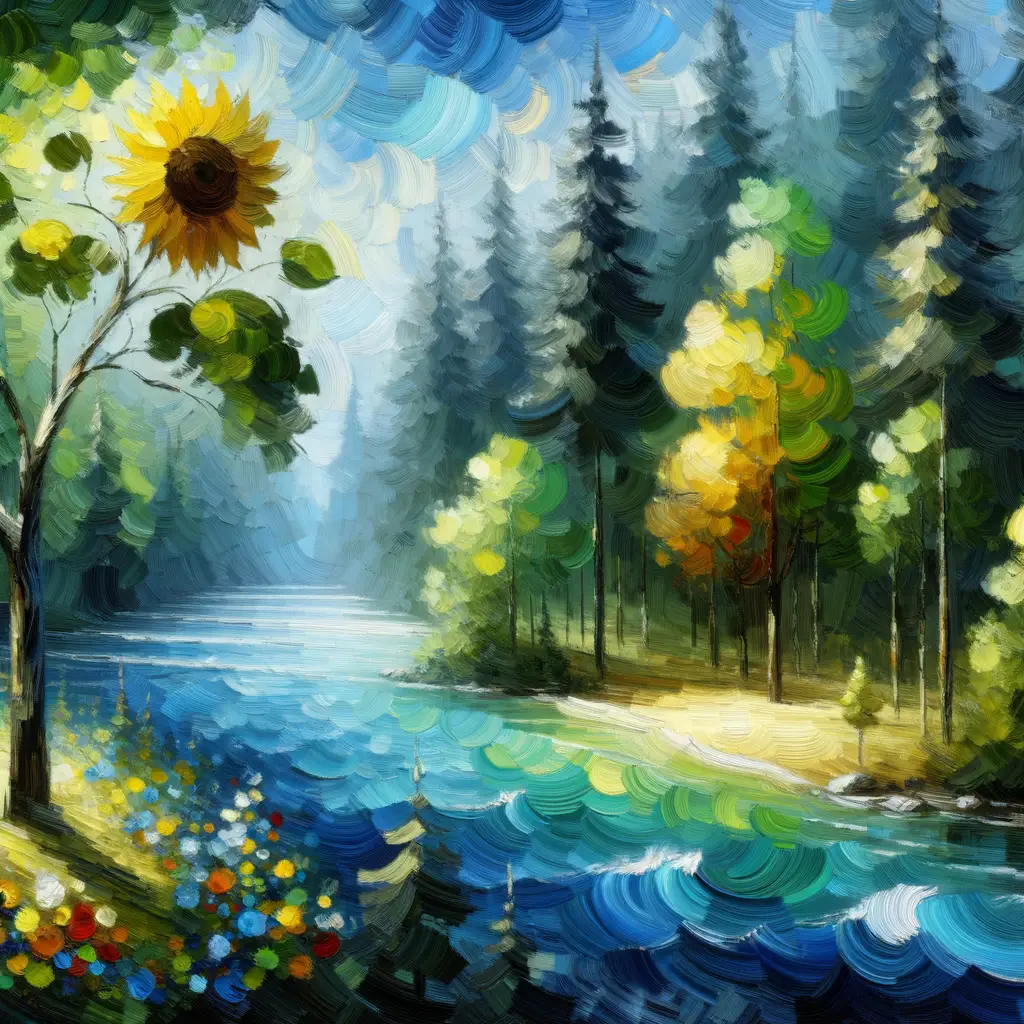 Resilient Sunflower: Reflections of Tranquility and Growth