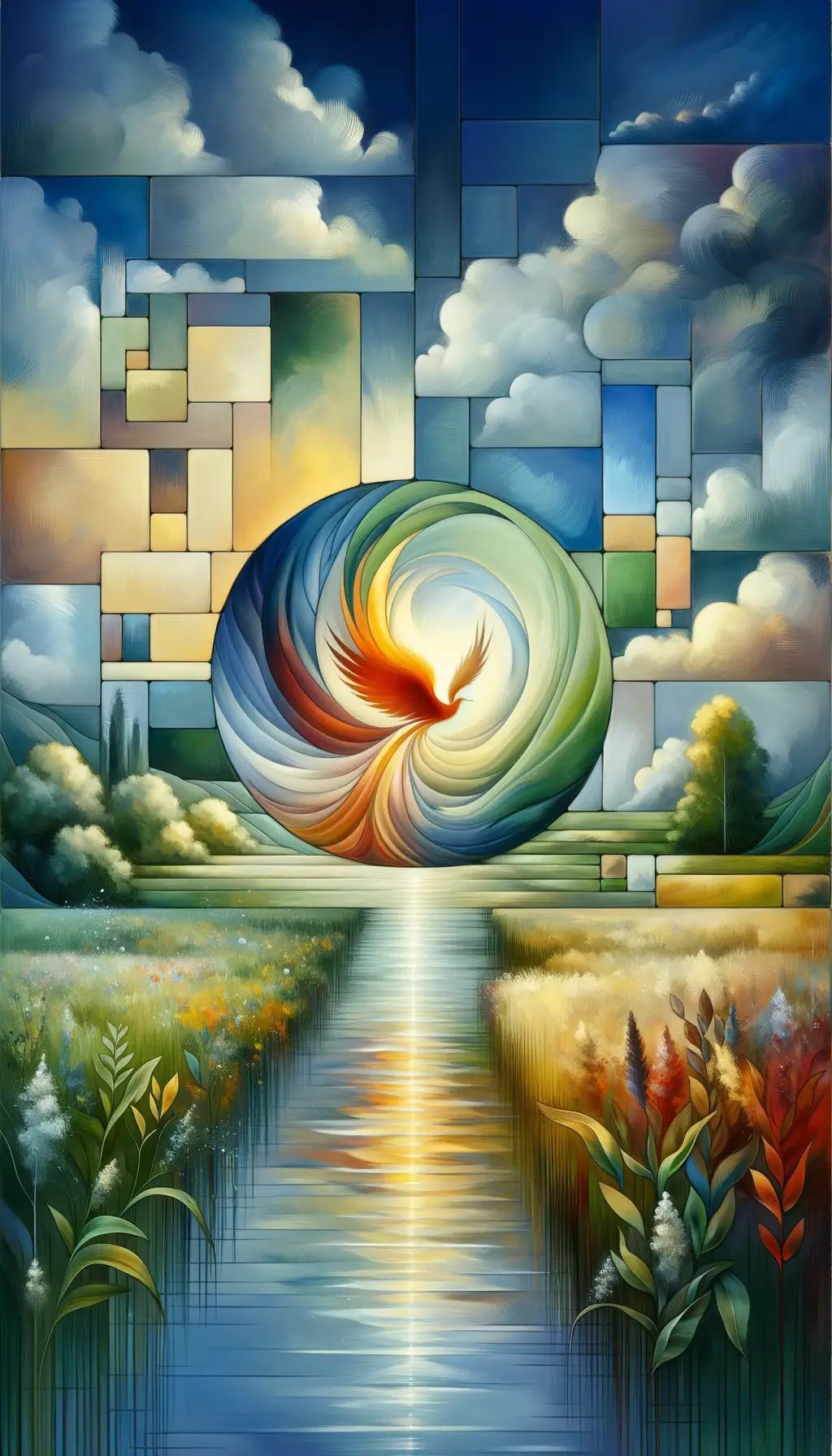 Resilient Whispers Among Still Waters: A Phoenix's Embrace
