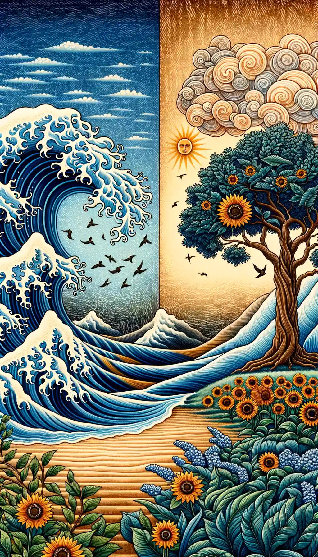 Silent Whispers of Resilience: Ocean, Oak, and Sunflower