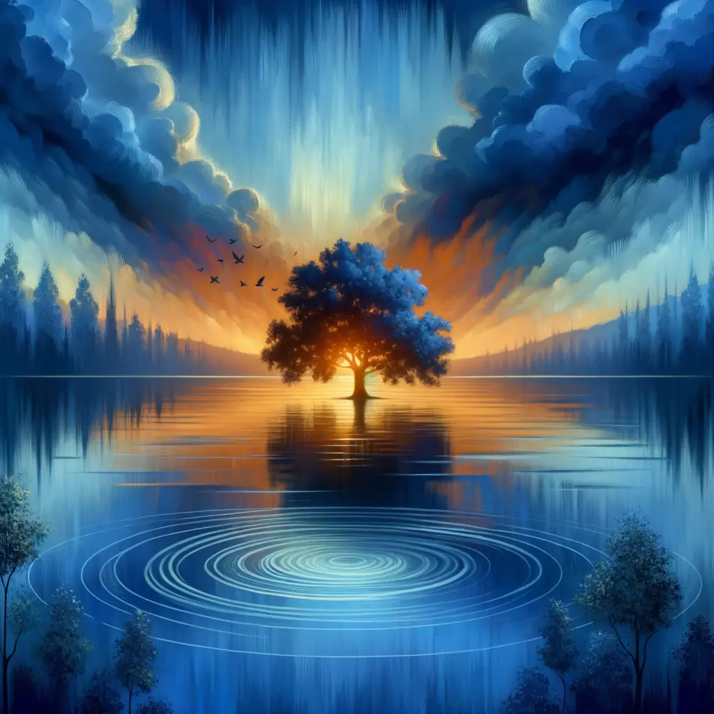 Whispering Shadows at Dusk: Resilience Blooms by Still Waters
