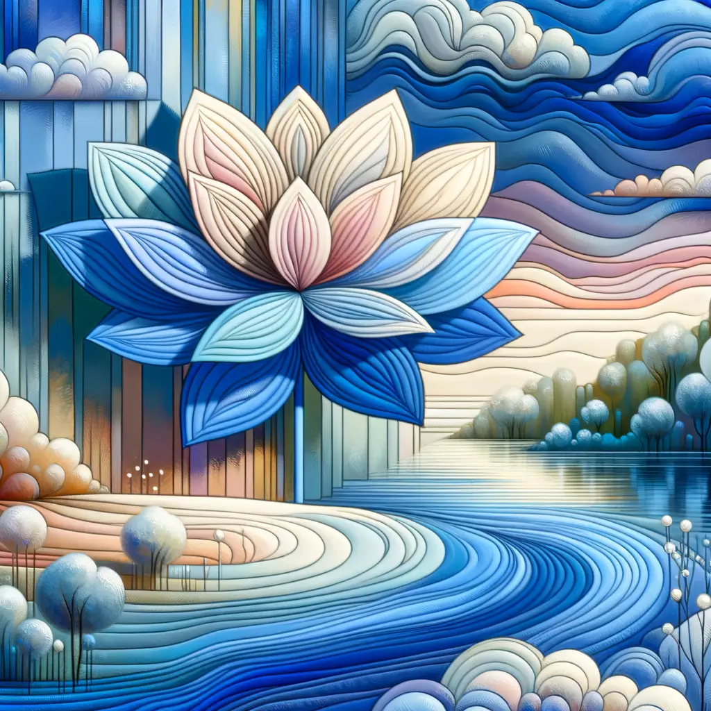 Tranquil Resilience: A Blossoming Journey Through Blue Serenity