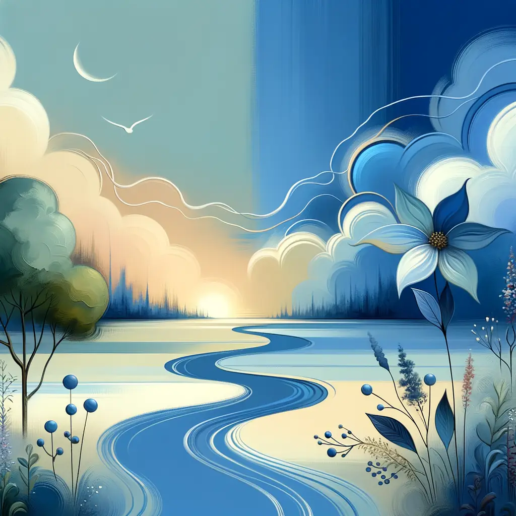 Whispers of Transformation: The Serene River and Blossoming Bloom