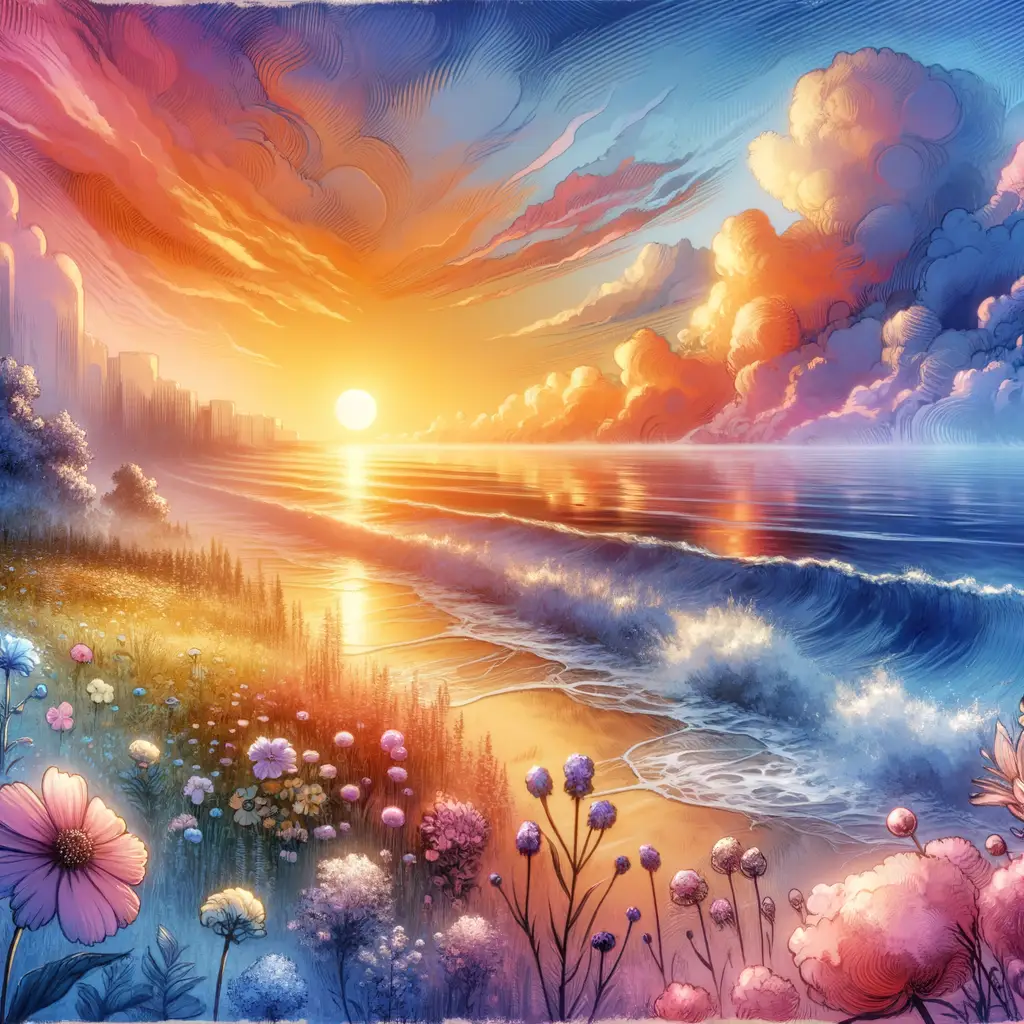 Whispers of Sunset: Meadow's Embrace