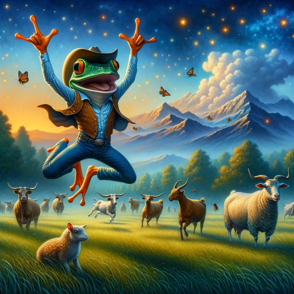 Twilight's Toadstool Parade: Meadow's Embrace of Joyful Delight
