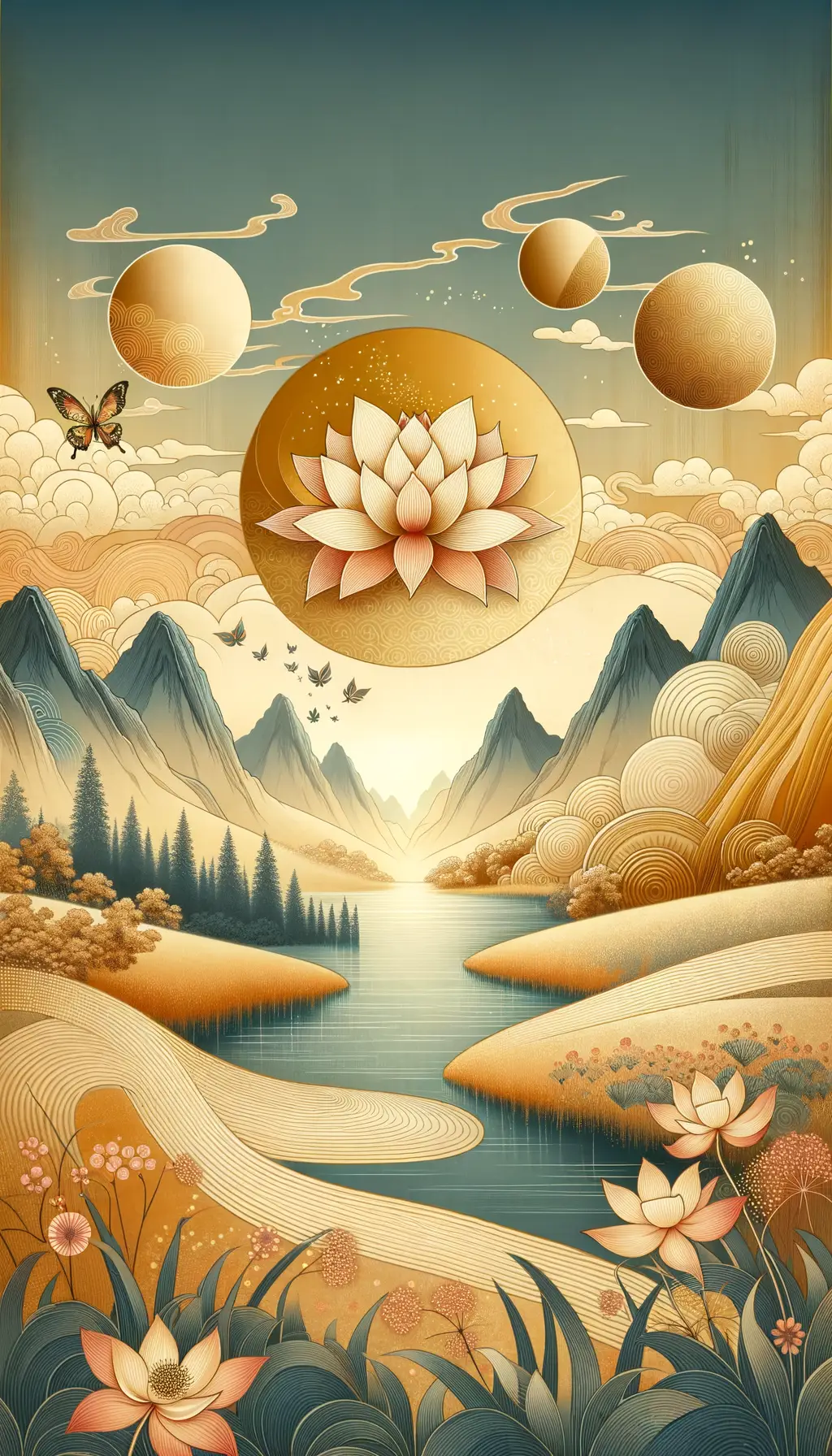 Aurora's Embrace: A Tranquil Tale of Lotus and Flight
