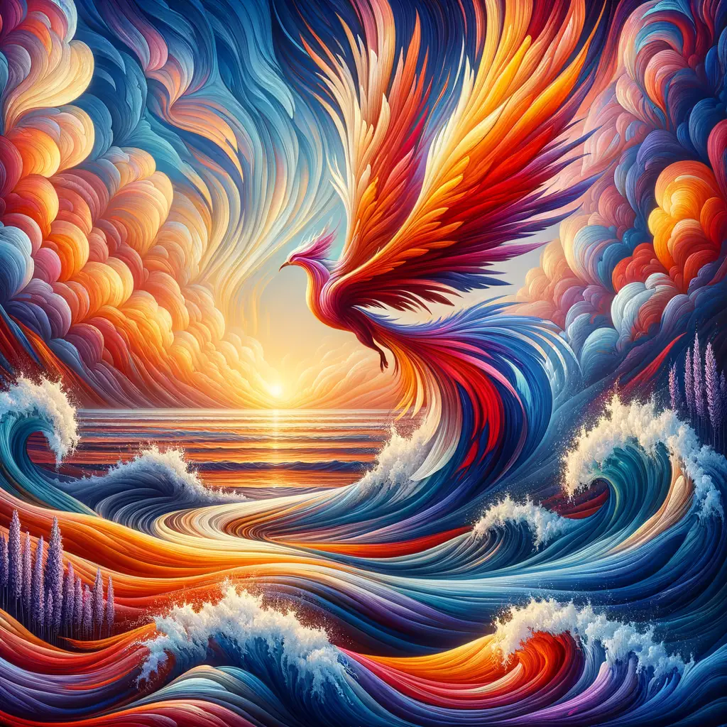 Resilient Phoenix: Lavender Embrace of Tranquil Transformation