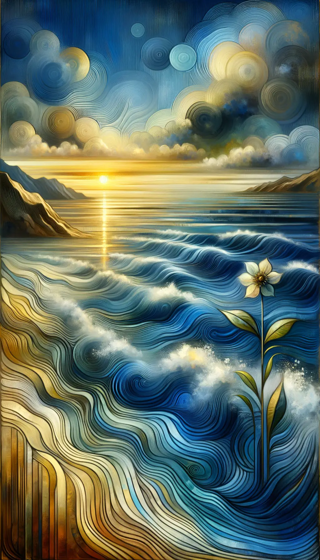 Whispers of Serenity: A Resilient Blossom Amidst Tranquil Shores