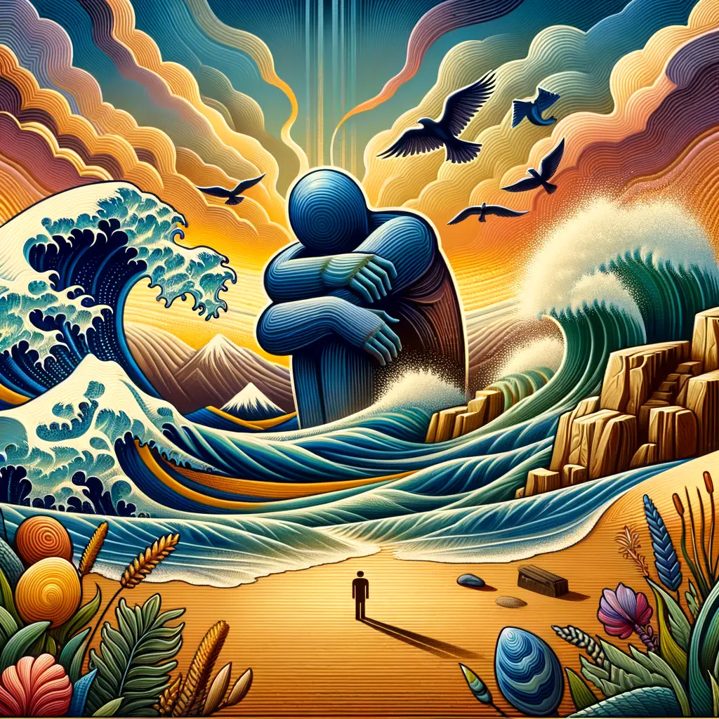 Whispers of Solitude: Gentle Embrace in Turbulent Tides
