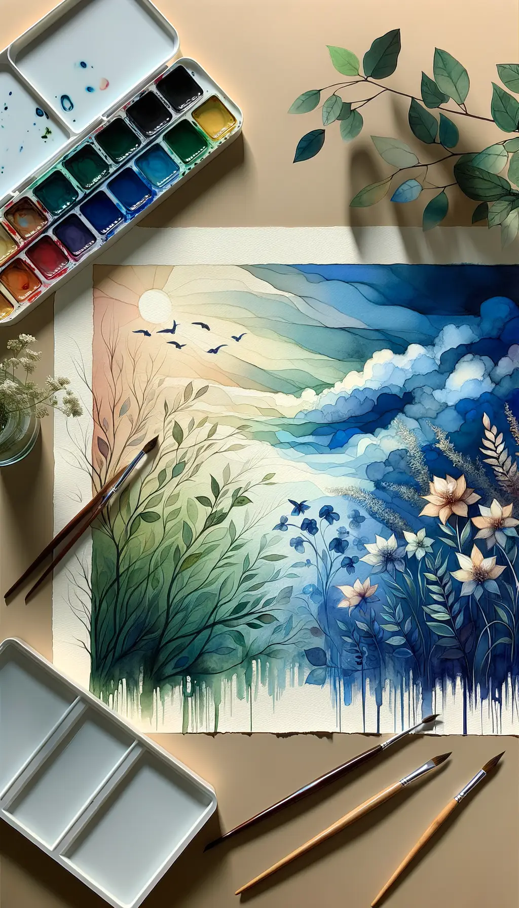Aquamarine Whispers: A Canvas of Healing Blossoms