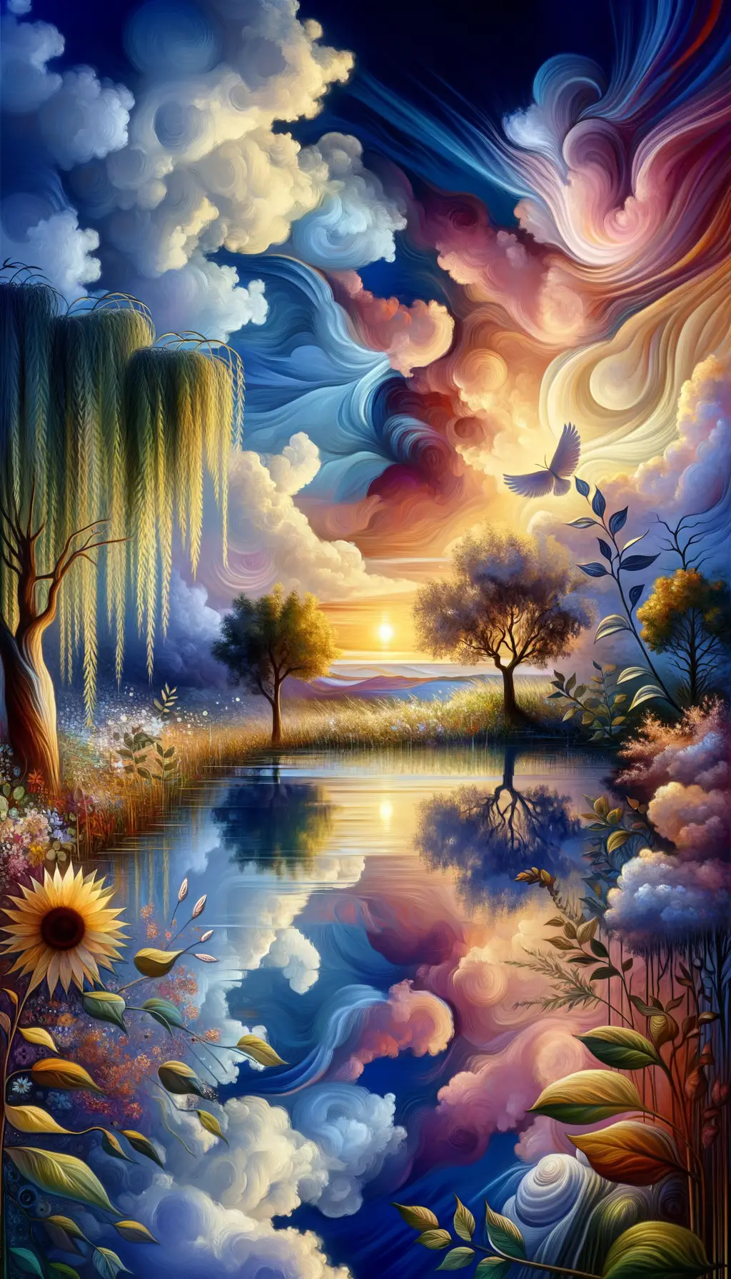 Whispers of Willow: Embracing Growth in Sunset's Reflection