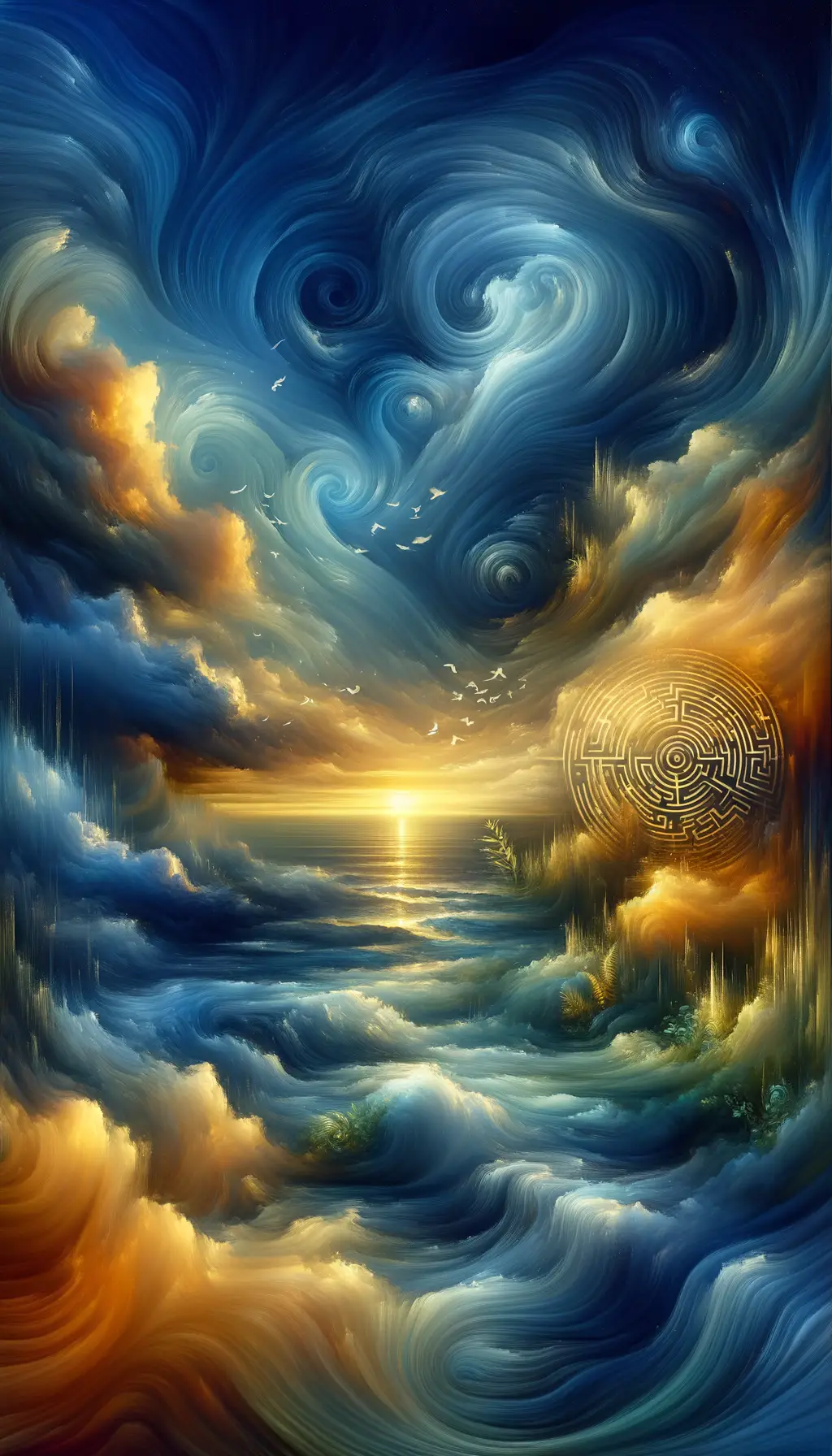 Labyrinth of the Soul: Sunrise Whispers in Azure Seas