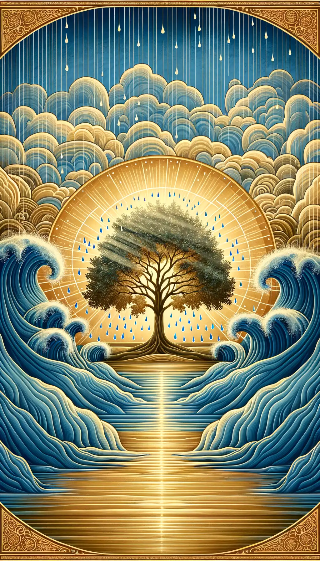 Resilience Reverie: Oak and Rain in Byzantine Majesty